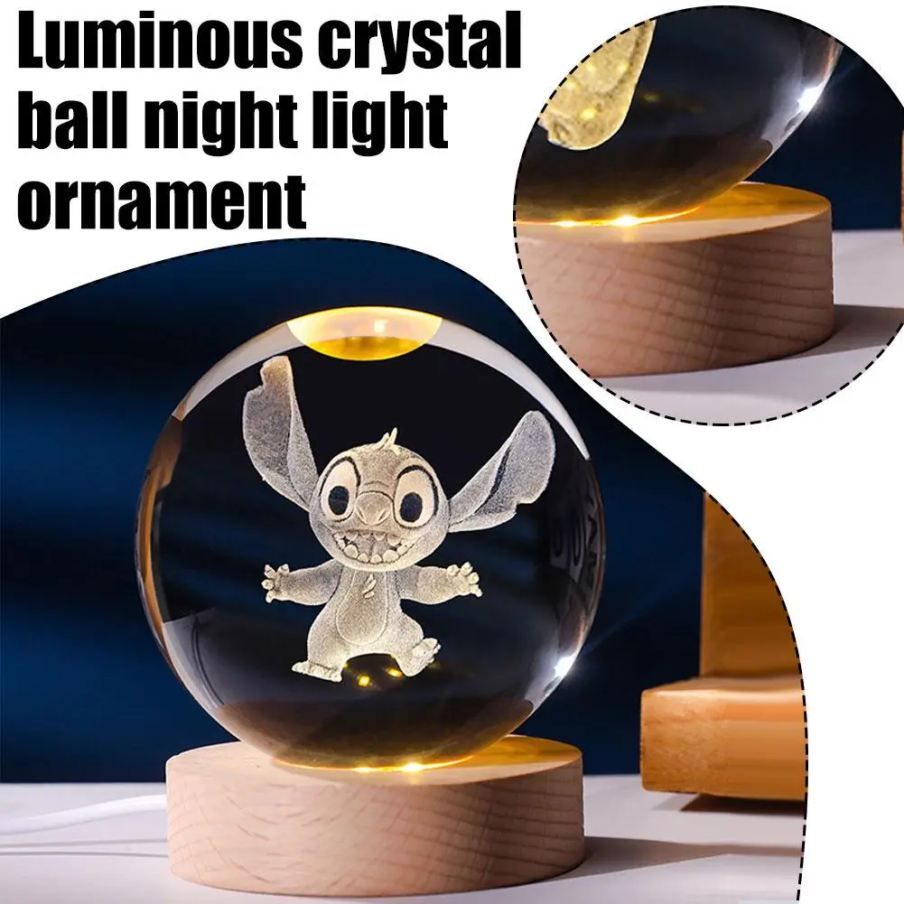 Quả Cầu 3D, Đèn Ngủ Hành Tinh Hoạt Hình Lilo Và Stitch, Chạm Khắc, Đồ Trang Trí Bàn Làm Việc, Quà Tặng Trẻ Em