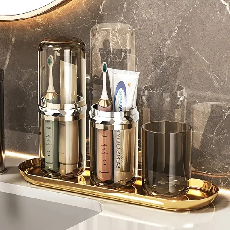 Light Toothpaste Toothbrush Holder Travel Bathroom Organizer Portable Wash Cup Storage Box Plastic Brush Holder Mouthwash Bottles