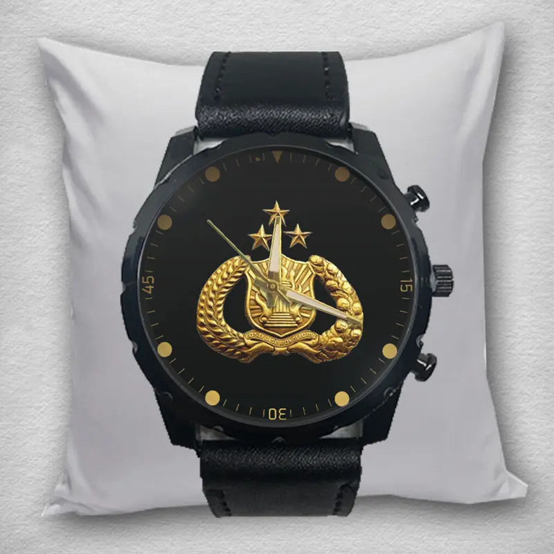 Jam Tangan Pria POLISI POLRI Kulit Hitam Quartz Analog 01 6