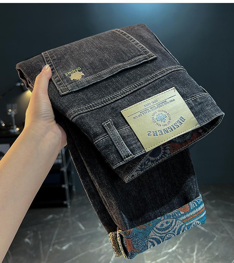 Product Introduction of Quần Dài Jean Nam, Ống Đứng Dáng Ôm Co Giãn, In Hình Thêu, Quần Dài Lót Lông Cừu, Thích Hợp Cho Mùa Thu Và Mùa Đông, Trang Phục Nam Menswear Ong Có Túi 9