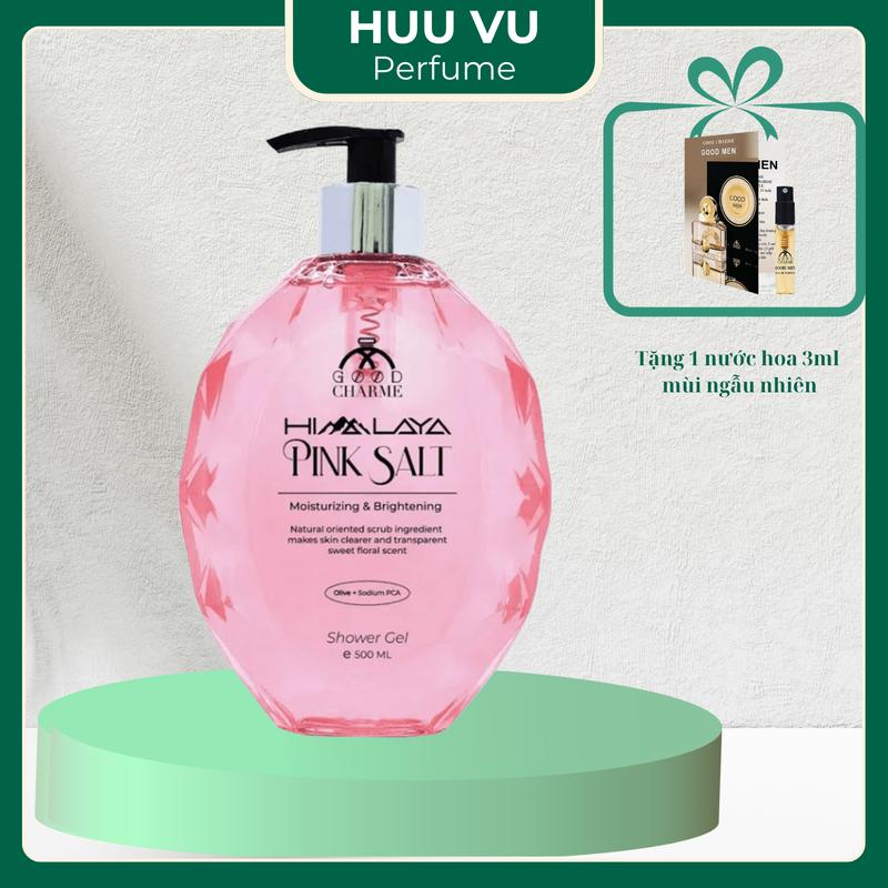 [1 Tặng 1] Sữa tắm Muối hồng Good Charme Himalaya Pink Salt 500ml, làm sạch và dưỡng ẩm ( Tặng 1 Nước hoa 3ml) Nữ Dưỡng Body Dưỡng Da Body Sen