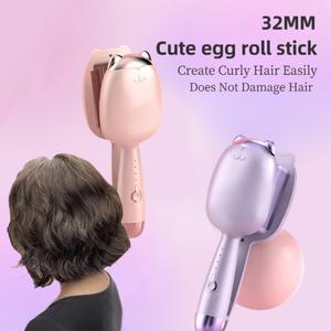 32mm Egg Roll Curling Iron Cute Cat's Paw Hair Curler Water Ripple Big Wave Curly Hair Styling Tool