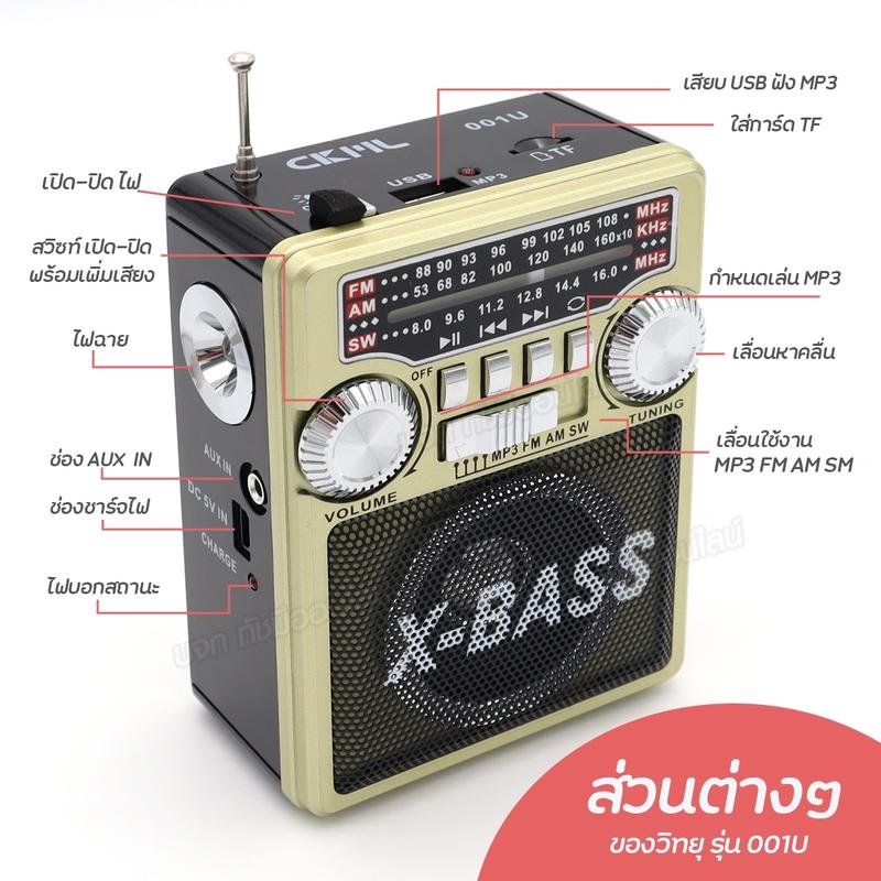 Product Introduction of วิทยุคลาสสิค CKML-001U ของแท้ วิทยุขนาดเล็ก วิทยุขนาดพกพา กะทัดรัด วิทยุ MP3/USB/TF/AUX เครื่องเล่นวิทยุ AM/FM/SW ชาร์จไฟได้ ไฟฉายในตัว มีมอก. พร้อมส่ง มีให้เลือกหลายรุ่น 21