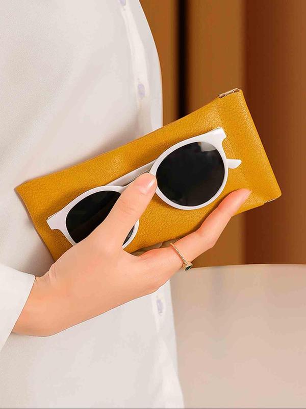 Solid Color Soft Pu Sunglasses Case, 2024 New Style Portable Pu Leather Glasses Case, Anti-scratch Glasses Storage Bag, Eyewear Accessories for Women and Men 8