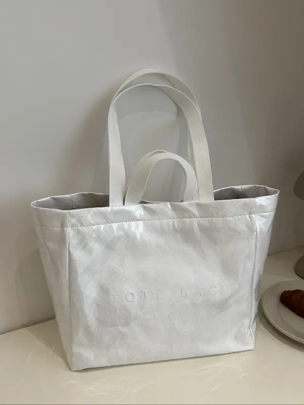 Letters Pattern Tote Bag, Large Capacity Shoulder Bag for Women & Men, Casual Trendy Versatile High-quality Daily Commuting Bag, Girl Fashionable Shopping Bag 2