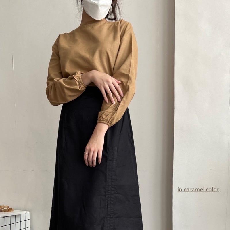 PORONAKA - KURA Blouse Atasan Polos Linen Longsleeve 5