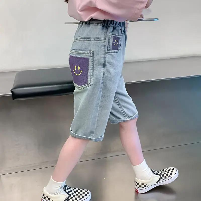 Quần Short Denim Phong Cách Phương Tây Mỏng, Cho Bé Gái, Thích Hợp Cho Mùa Hè, Quần Thường Ngày Cho Trẻ Em, Cho Trẻ Em Trung Bình Và Lớn, Quần Dài Đến Đầu Gối Cho Bé Gái, 2025 2