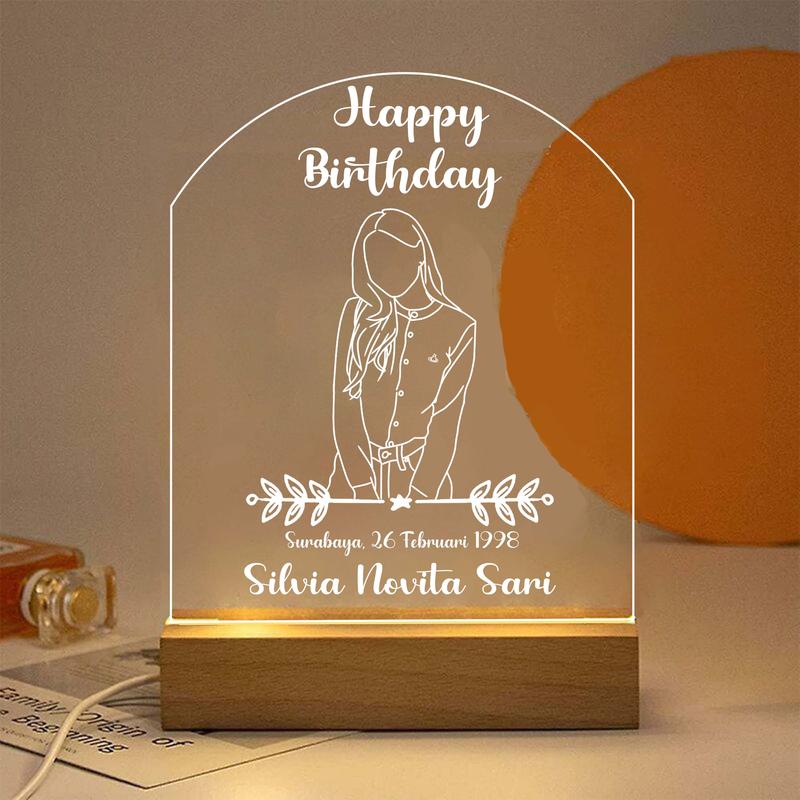 Lampu hias ukiran akrilik untuk hadiah, kado, pernikahan, wisuda, lamaran, dan ulang tahun White 9
