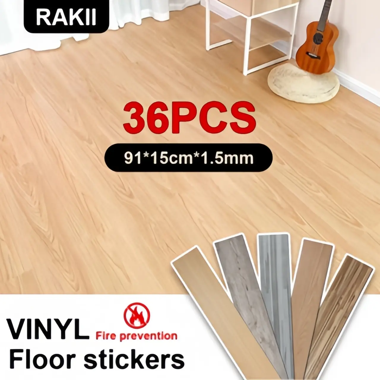 36pcs vinyl tile floor flooring self adhesiv vinyl tiles wood panel pvc sticker waterproof 91x15cm Self-Adhesive Wood