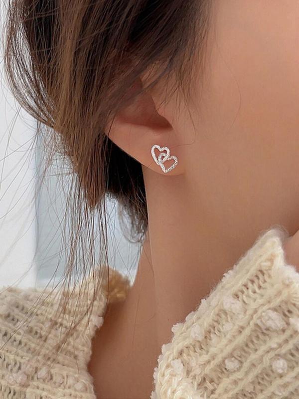 Heart Design Stud Earrings, Fashionable Textured Earrings for Women for Party, Daily Clothing Decor, Trendy All-match & Exquisite Jewelry for Birthday Gift 5
