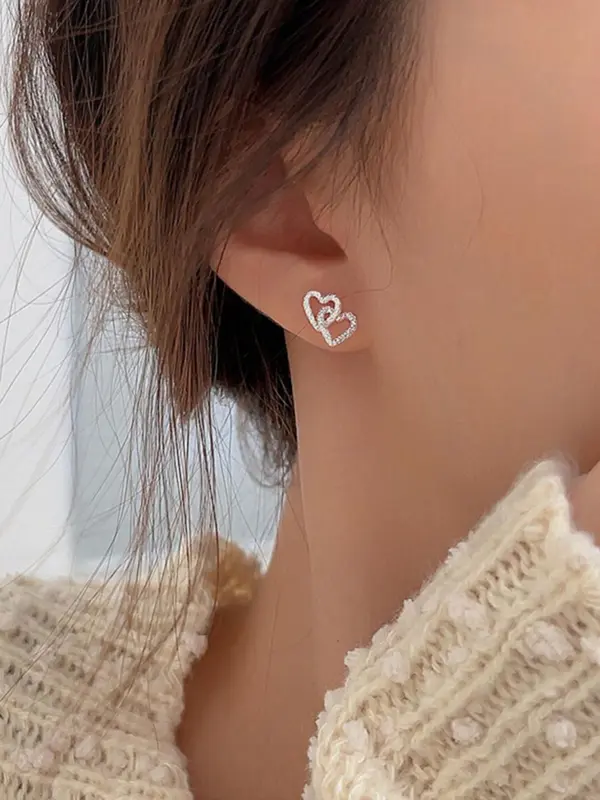 Heart Design Stud Earrings, Fashionable Textured Earrings for Women for Party, Daily Clothing Decor, Trendy All-match & Exquisite Jewelry for Birthday Gift 5