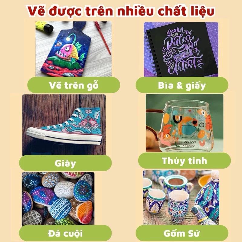 Product Introduction of Hộp 60 Bút Màu Acrylic Marke Cao Cấp Chống Nước Màu Sắc Tươi Sáng - Bút Lông Vẽ Trên Nhiều Chất Liệu 41