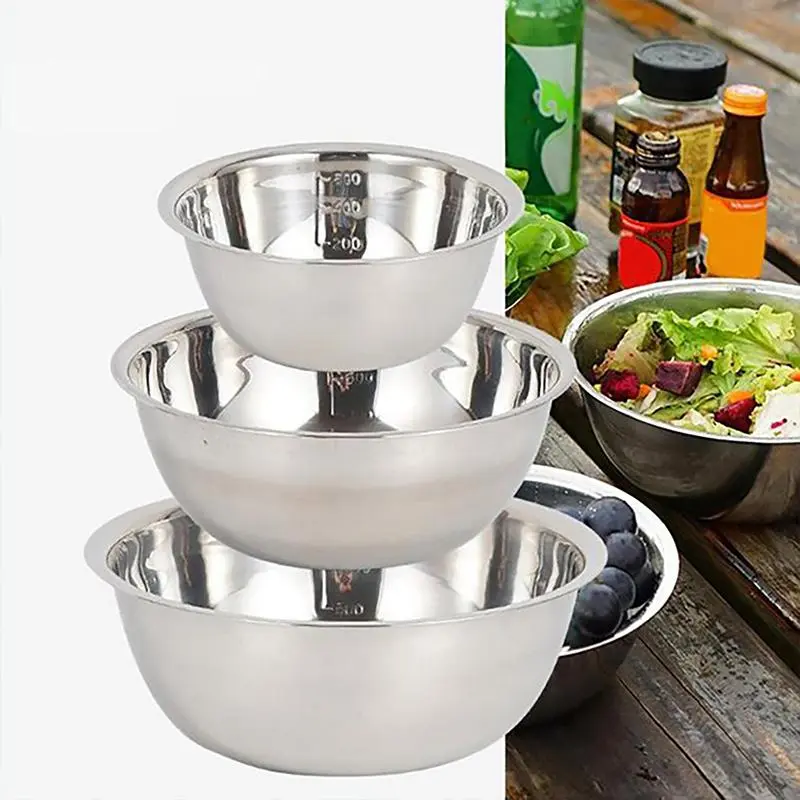 Easy-Grip, Stainless Steel Mixing Bowls for Baking, Cooking, Salad & Food Prep - Large, Medium and Small Metal Nesting Bowls Set Tableware