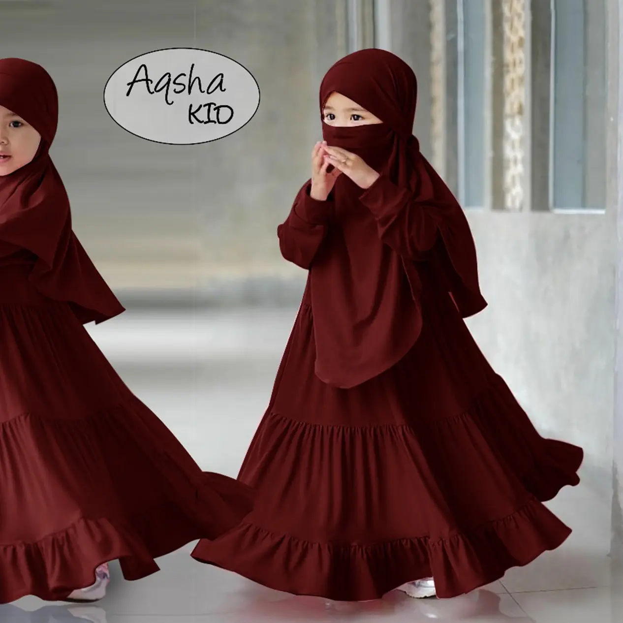 Gamis muslim anak lisa usia 3-4 tahun gaun baju Syari Dress Cewek Lebaran