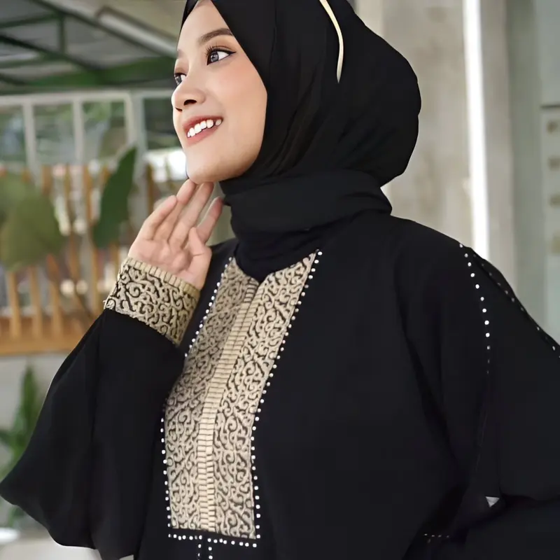 Gamis Abaya EYLUL Ibu Atau Anak Hitam Bordir Busui Dress maxi wanita muslimah lebaran murah elegant remaja kekinian lokal 1