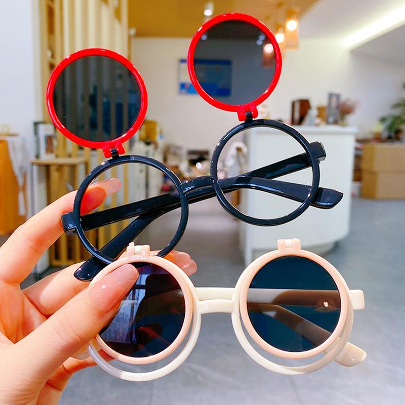 Product Introduction of Lovely Children's Flip Sunglasses Durable Cartoon Children Sun Glasses Fashion Round Boys Girls UV-Protection Shades Eyewear For Daily Use 0
