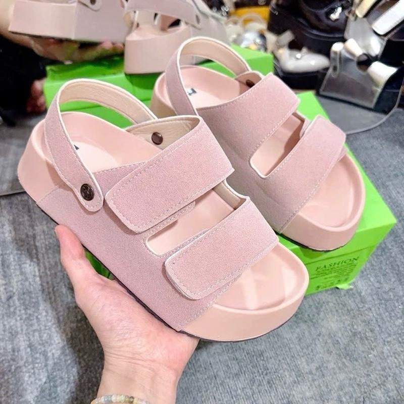 Dép sandal nữ đế cao quai dán da lộn mới mềm mại êm nhẹ