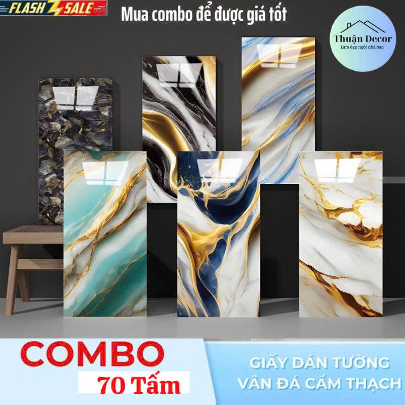 Combo 70 Miếng Xốp Dán Tường Phủ Vân Đá Tráng Nhôm Kích Thước 30*60cm Có Sẵn Keo Dính Mặt Sau Siêu Tiện Lợi