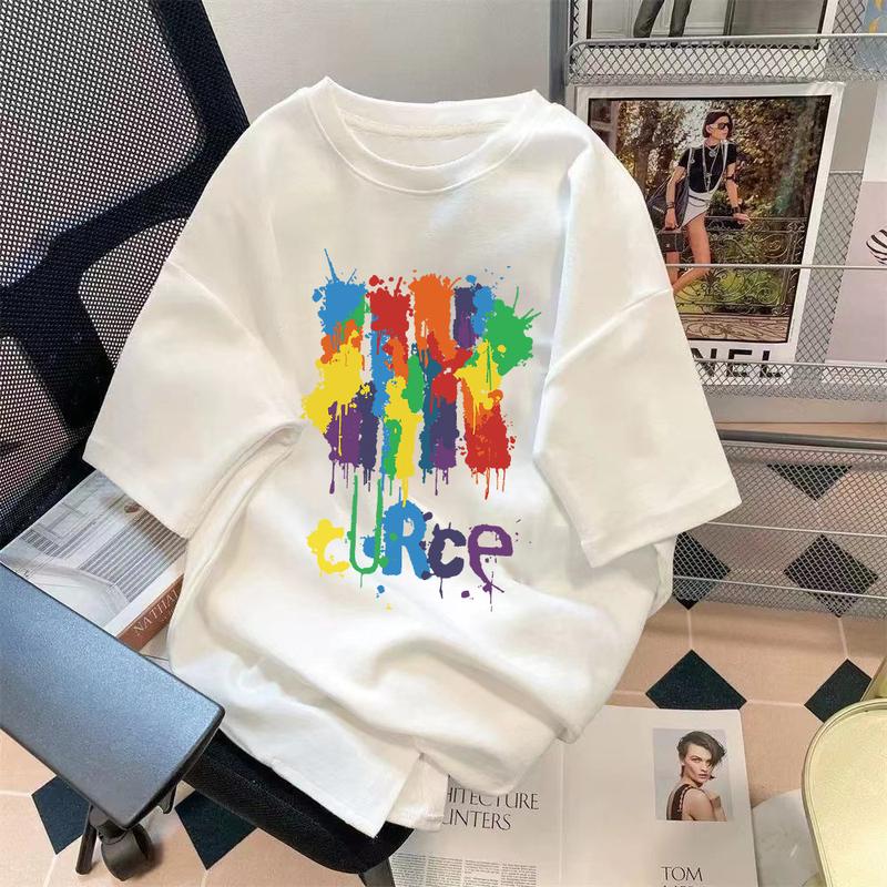 Product Introduction of Limited-Time Discount Youth Summer Short-Sleeved T-shirt Cartoon Print Half Sleeve Shirt Loose All-Matching round Neck T-shirt Clothing Women's Clothing 8