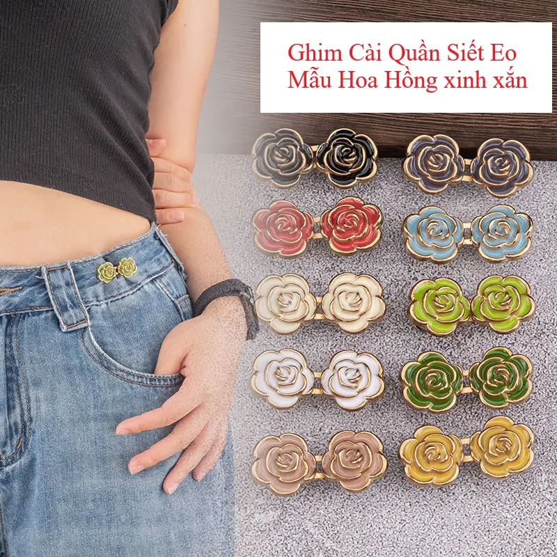 Ghim cài quần Hoa Hồng điều chỉnh thu nhỏ eo quần váy tiện lợi thời trang mới 1