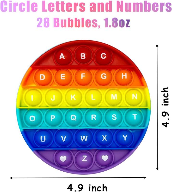 Product Introduction of Rainbow Circle Shaped Pop Bubble Fidget Toy with Letters and Numbers, Xmas Gift Sensory Toy with Alphabets Kids Birthday Party Classroom Prize Stress Reliever 2