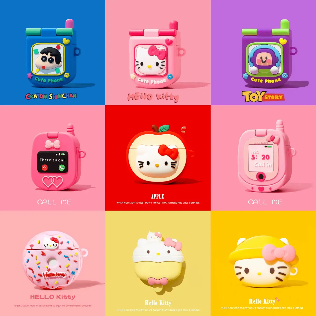 Sarung Telefon Retro, Serasi untuk Apple AirPods 4 3 2 1 Pro 2, Gaya Ins Baharu, Rekaan Kitty & Crayon Shin-chan yang Comel dan Berwarna-warni, Cermin Selak, Sesuai untuk AirPods Generasi Ke-4, Keupayaan Menyelamatkan