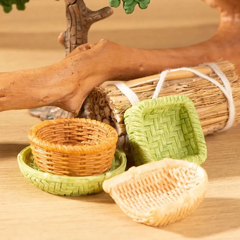 Collectible Model Simulation Simulation Bamboo Basket Chair Basket Dollhouse Miniature 1/12 Model Furniture Decoration Ornaments