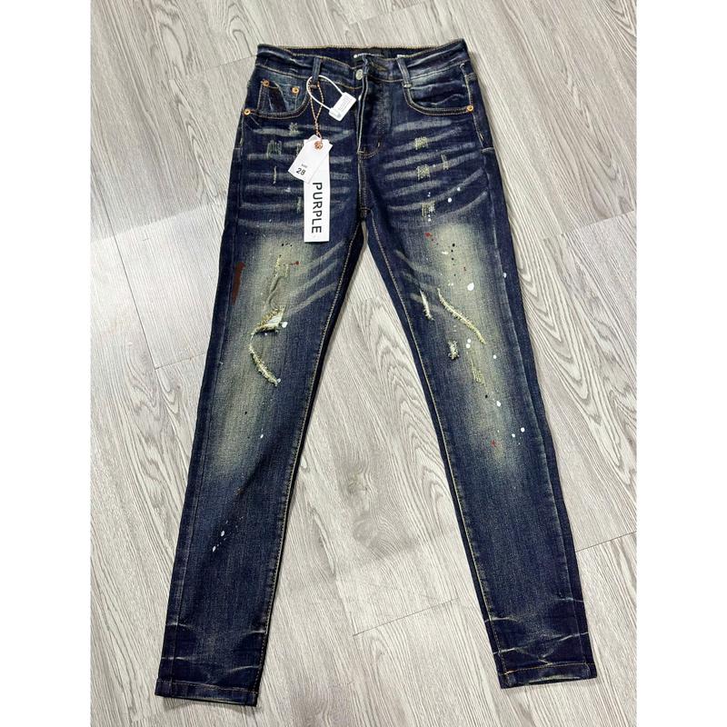 ( Ảnh Tự Chụp ) Quần Jean Pur Ple Wash Rách Vảy Sơn Đỏ 4 Cúc Form LikeAuth Chuẩn loại 1 ( Tag Mác Lụa , 4 Tag Sườn , Cúc Đồng , Mác Thêu , Túi Vải )​ 1