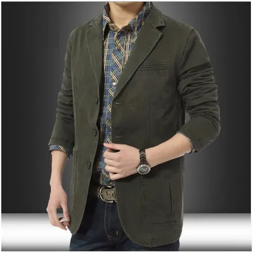 ÁO Vest KAKI Thô  (áo vest nam  4 mùa)  MÃ ST12 Menswear Tay Dài Jacket Xanh Rêu
