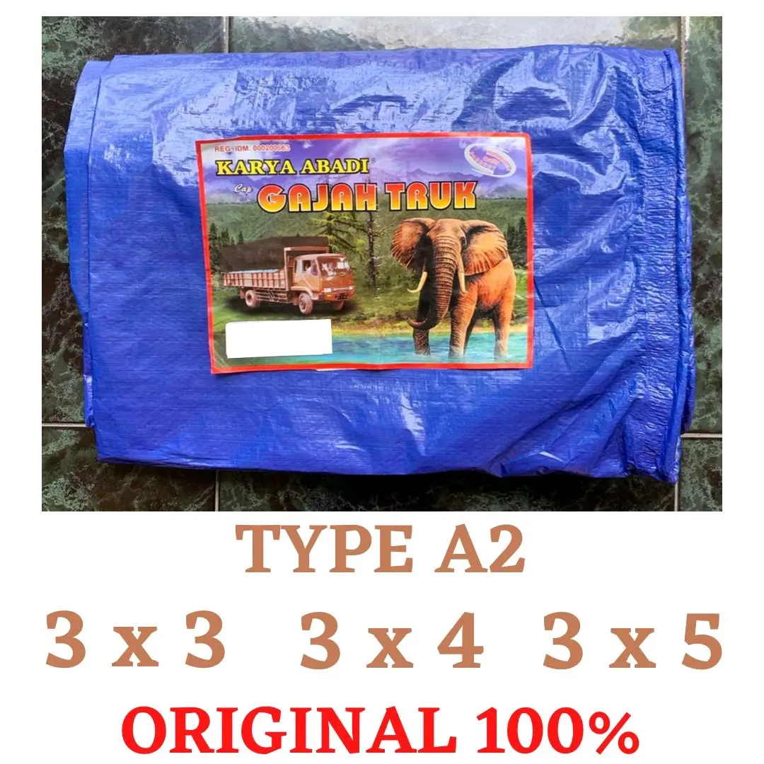 TERPAL PLASTIK A2 UK 3X3 3X4 3X5 BIRU SILVER BAHAN KOREA CAP GAJAHH