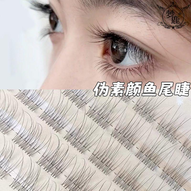 120 Clusters without Stem and Glue Lazy Fishtail False Eyelashes Natural Segmentation Single Cluster Daily Plain Face Novice Simulation 1
