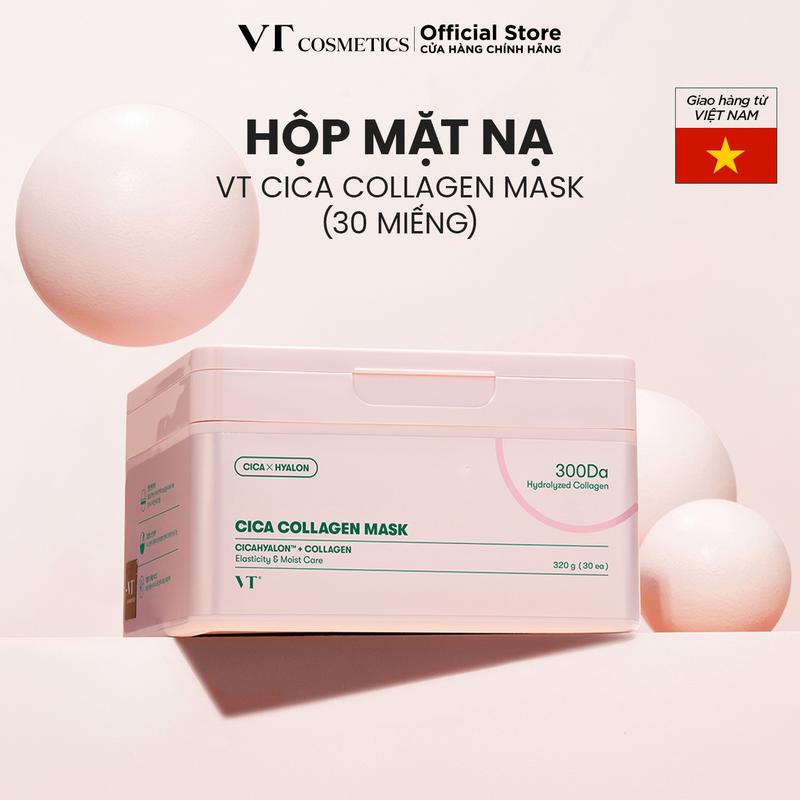   VT Cosmetics  Hộp mặt nạ V​T C​I​C​A C​O​L​L​A​G​E​N M​A​S​K  30 miếng  - Chứa collagen phân tử thấp 300Da 