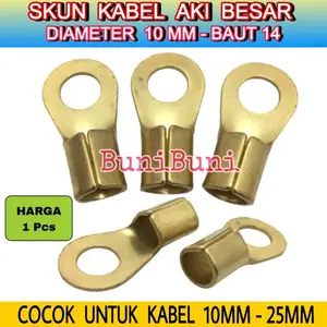 TERMINAL / Skun Klem Kabel Aki BESAR Ring BULAT M10 BAUT 14 - KUNING 70A