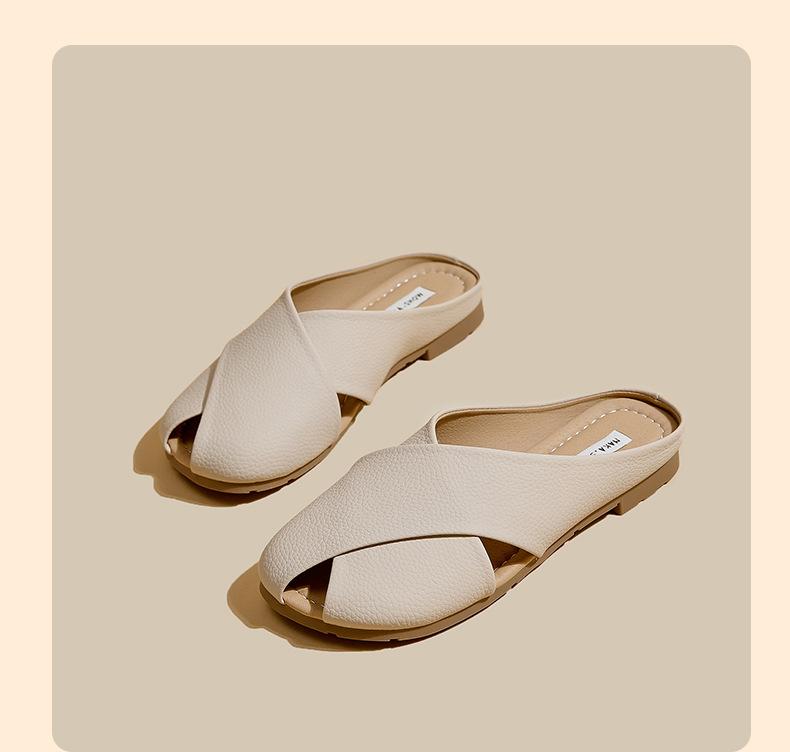 Product Introduction of French Style Closed Toe Slippers for Girls Summer Outdoor Walking Shoes 2024 New Fashion All-Matching Women's Flat Sandals walking shoes footwear girl comfort Parent Knee 17