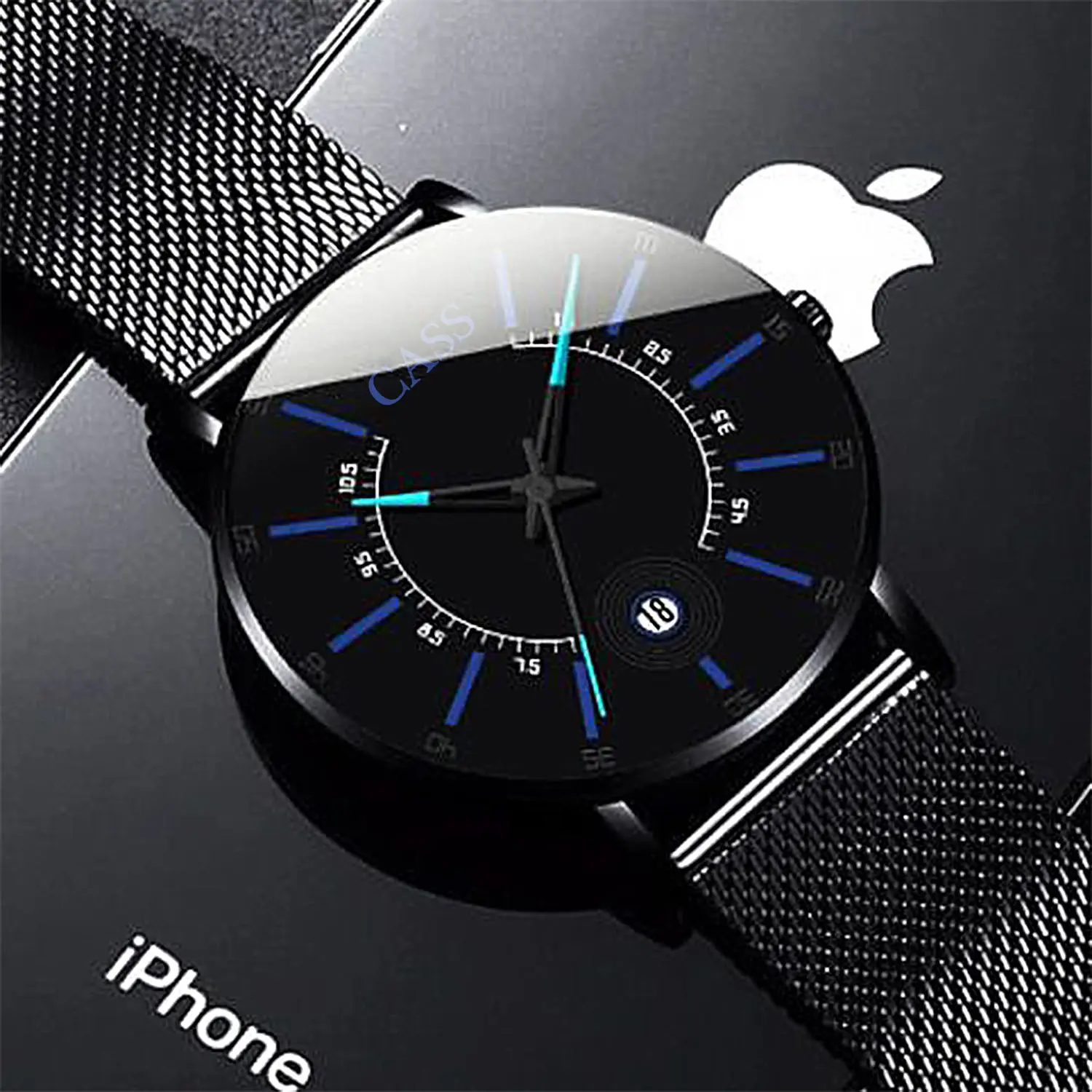 CASS Jam Tangan Pria Anti Air Orii Gaya Geneva Fashion Mens Business Minimalis Jam Tangan Mewah Ultra Tipis Stainless Steel Mesh Band Analog Quartz Watch