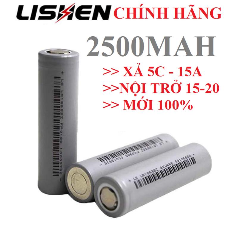  Cell pin 18650 lishen xám 2500MAH pin lithium xả 5C 15A dung lượng thực dùng làm pin khoan xe điện mới 100% CHÍNH HÃNG 