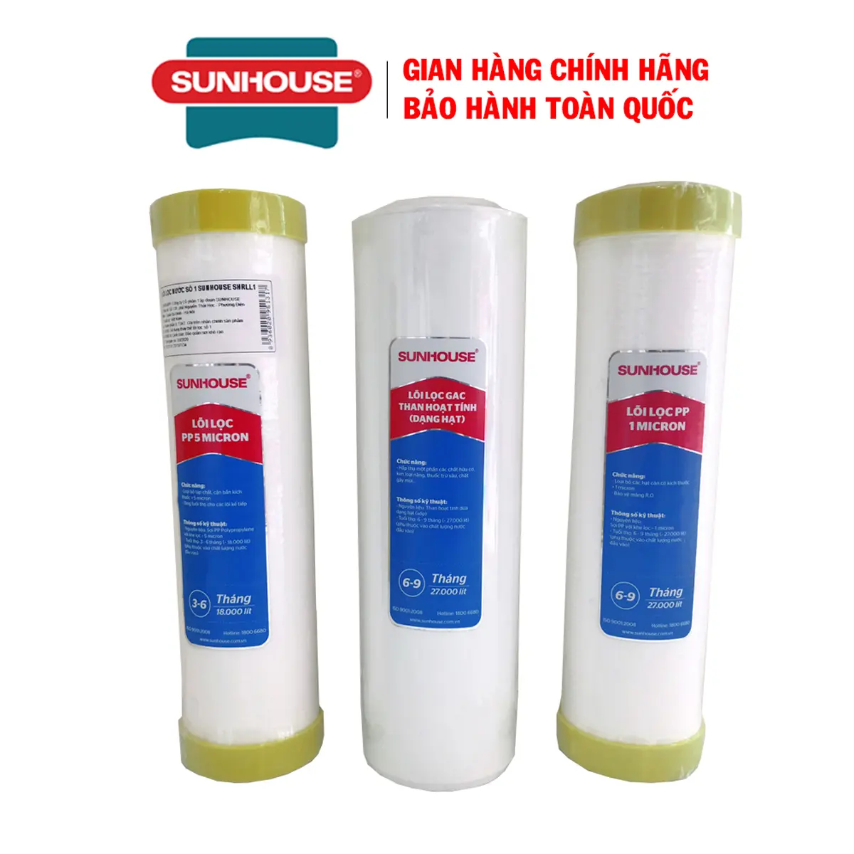 Lõi lọc nước Sunhouse số 1,2,3, hàng chính hãng, chất lượng