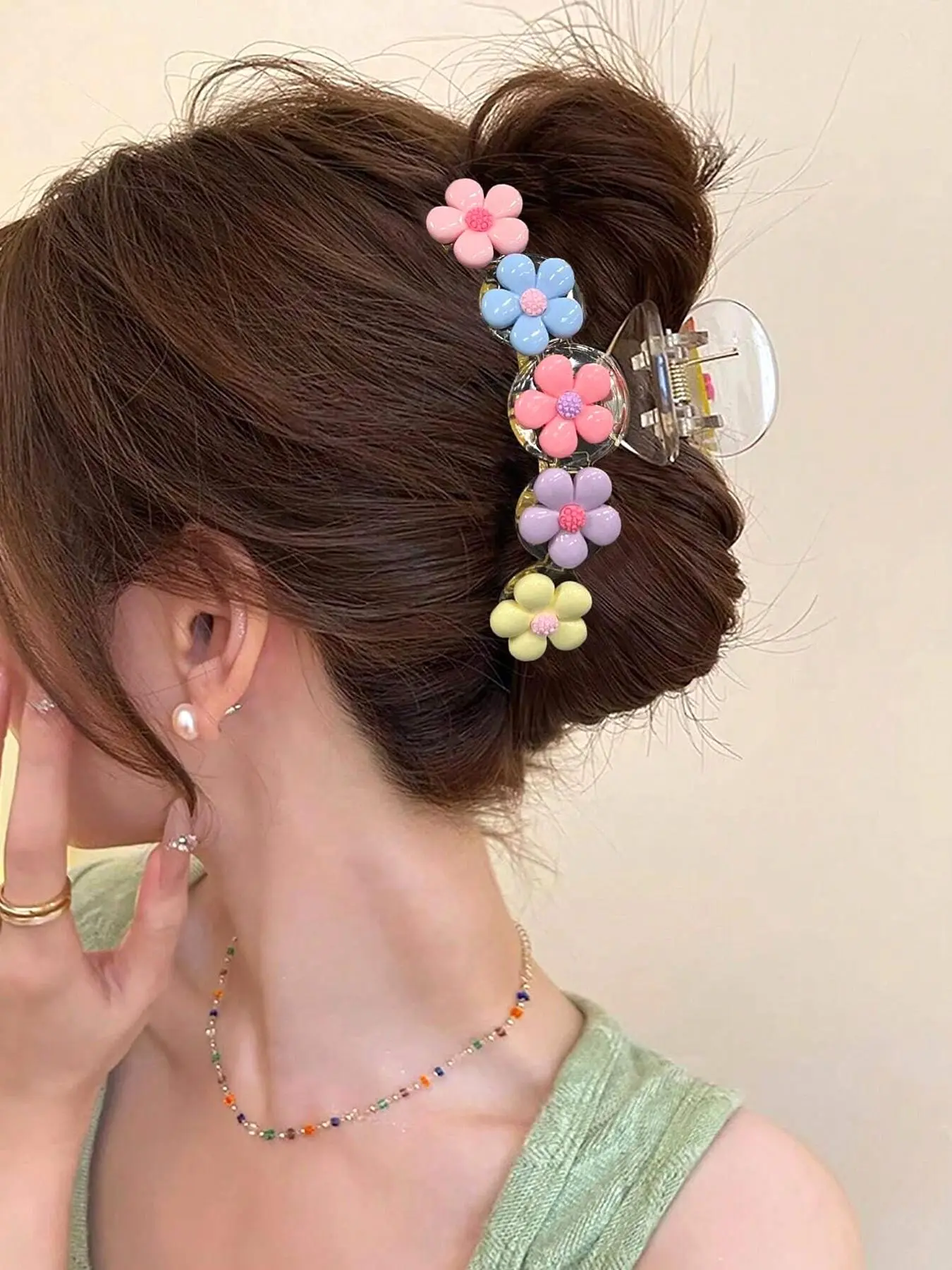 Flower Decor Hair Claw, Cute Hair Accessories for Women & Girls, Minimalist Headwear Suitable for Thick Hair, Fashion Hair Accessories for Party, Daily Clothing Decor