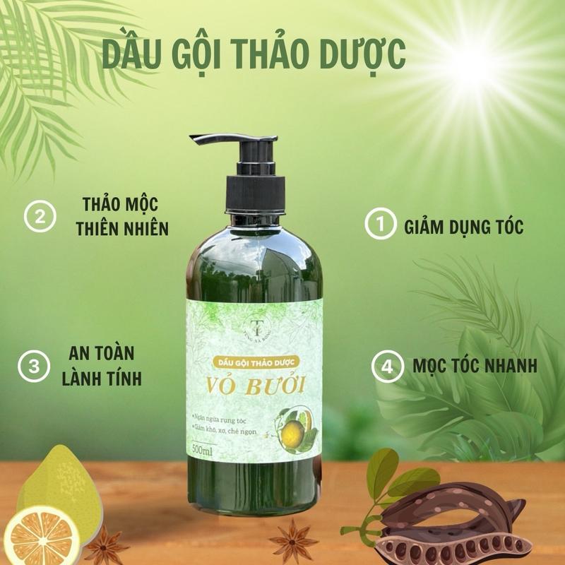 Dầu Gội Thảo Dược Vỏ bưởi 500ml Dưỡng Tóc Chăm Sóc Tóc dầu  gội