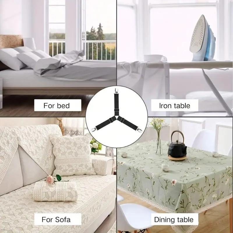 Bed Sheet Holder, 4 Counts Adjustable Elastic Bed Sheet Fastener, Bedding Accessories for Home Bedroom Hotel Dormitory 5