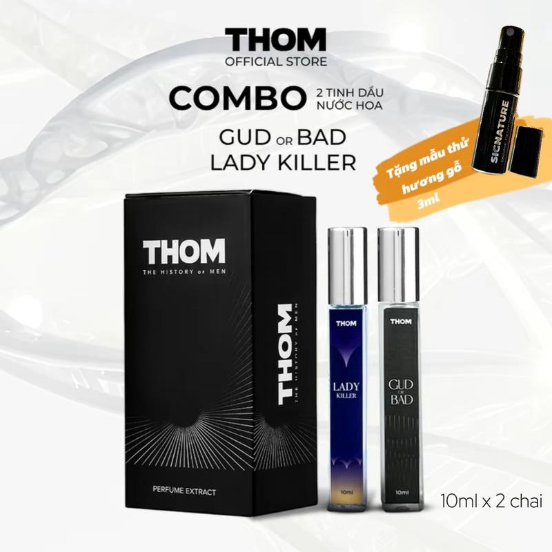 Combo ĐẸP TRAI CÓ GU - 2 chai Nước hoa perfume nam LADY KILLER 10ml & GUD OR BAD 10ml - THOM VN Hàng chính hãng