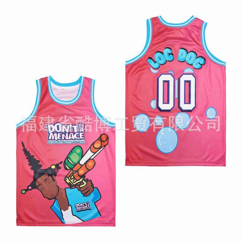 Áo Thi Đấu Bóng Rổ NBA, Phong Cách Mỹ, 00 # 	 Áo Tập Luyện Thể Thao Nam, DONT BE A THREAT, Đen Trắng Hồng 1
