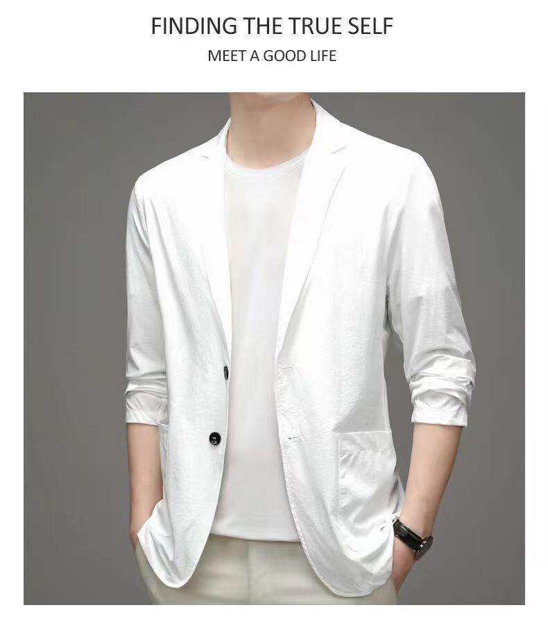 Product Introduction of Thin, loose men's suit for summer. Sun Protection Coat Ice Silk Casual Business Style Sun Protection Coat for Men 15