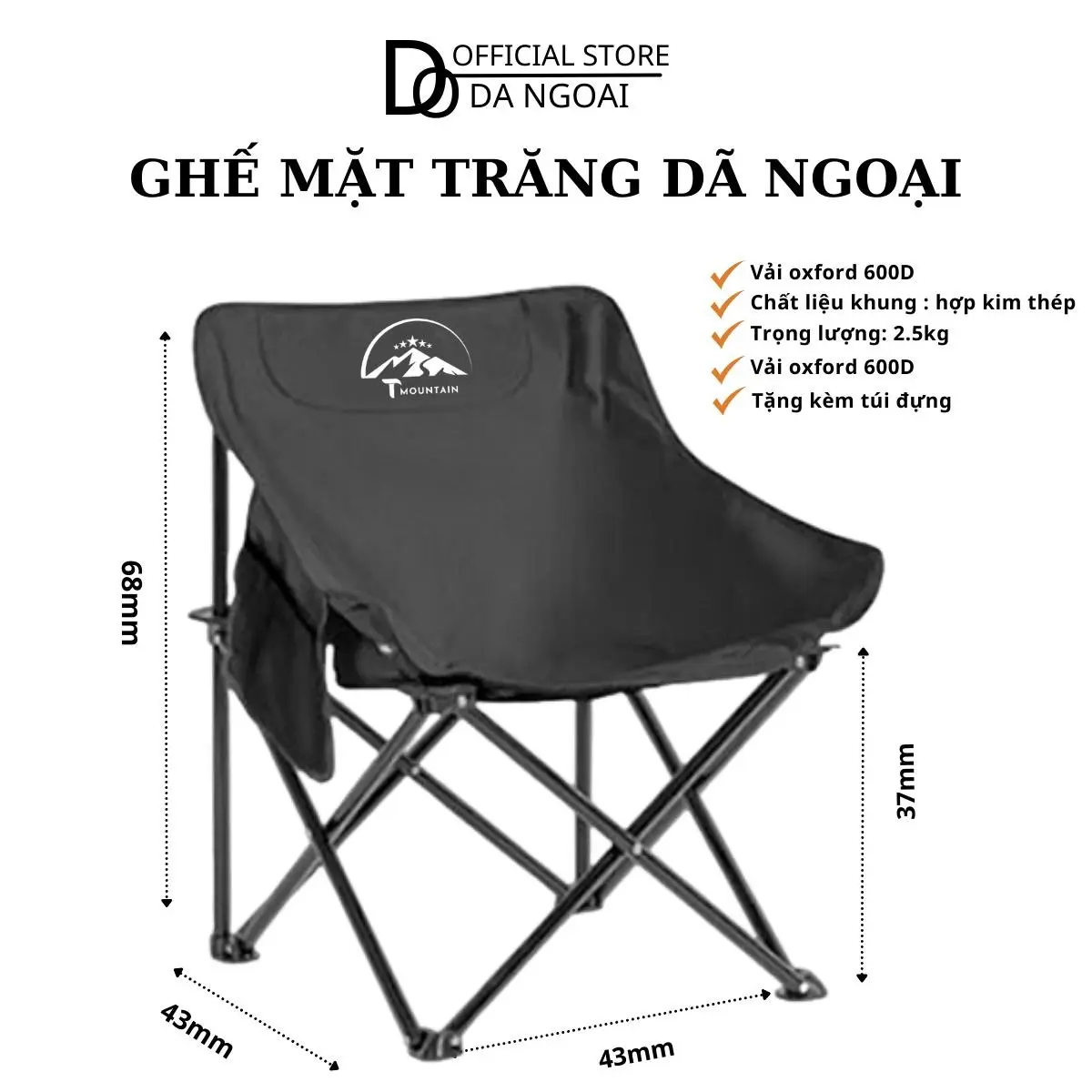 Ghế camping, dã ngoại gấp gọn, bàn ghế du lịch dã ngoại Ngoài Trời  Với Khung Hợp Kim Thép Chịu Tải 120KG Từ Thương Hiệu TMOUNTAIN