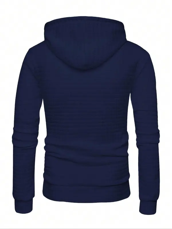 Men's Regular Fit Textured Letter Patched Drawstring Hoodie, Casual Long Sleeve Pocket Hooded Sweatshirt for Spring, Fashion Men's Clothes for Daily Wear, Streetwear, Hoodies,  Mens Clothing 7