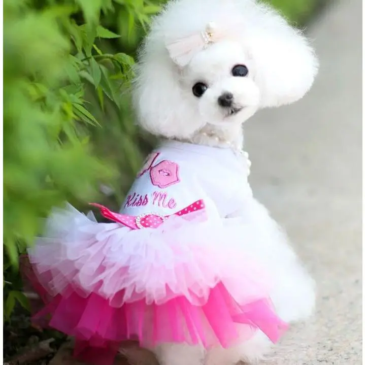 Supermaid Pet Clothes Dog Dress Cat Clothes Striped Vest Teddy Pomeranian Spring Summer Mesh Harness Ready