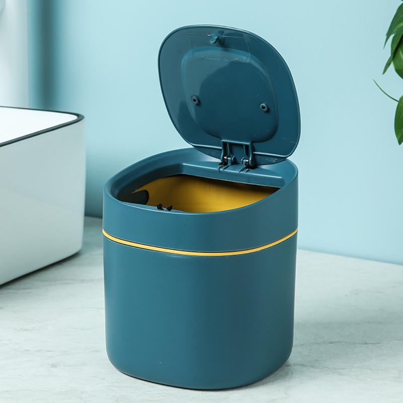 Thùng Rác Mini Để Bàn Nắp Bật Loại Sang Cao Cấp Nhựa PP Dạng Bầu Vuông BV91080 Đồng Đựng Rác