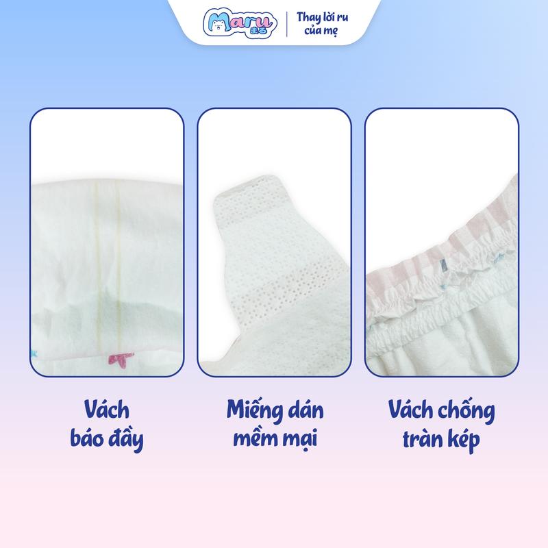 Product Introduction of [TẶNG NGAY 1 XE CHÒI CHÂN CON CỪU] Tã Bỉm Maru công nghệ Nhật form to, mềm mại, thấm hút qua đêm, an toàn lành tính 8