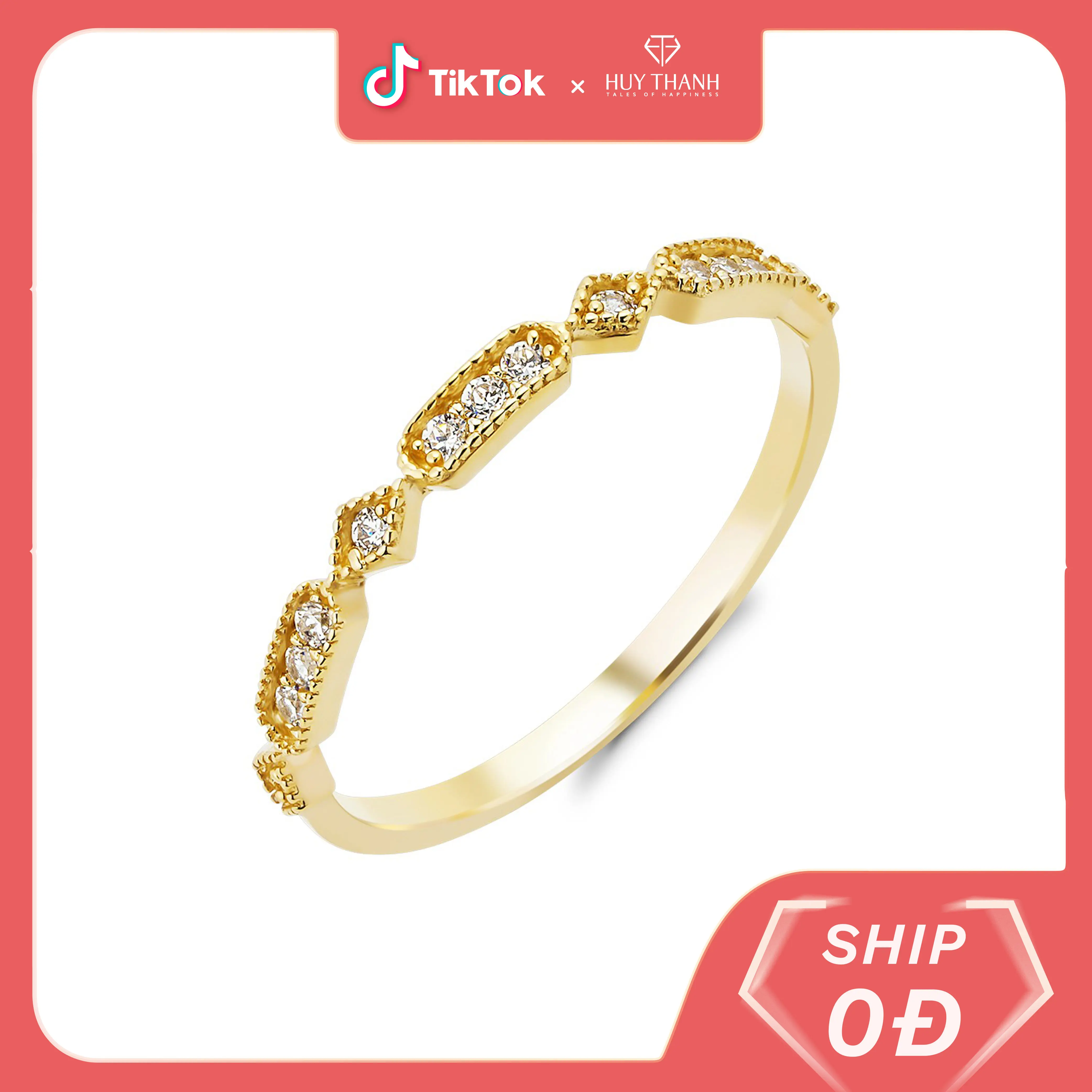 HuyThanhJewelry NLF447 Nhẫn nữ vàng tây 10k Thiết Kế Đơn Giản Phù Hợp Mọi Phong Cách