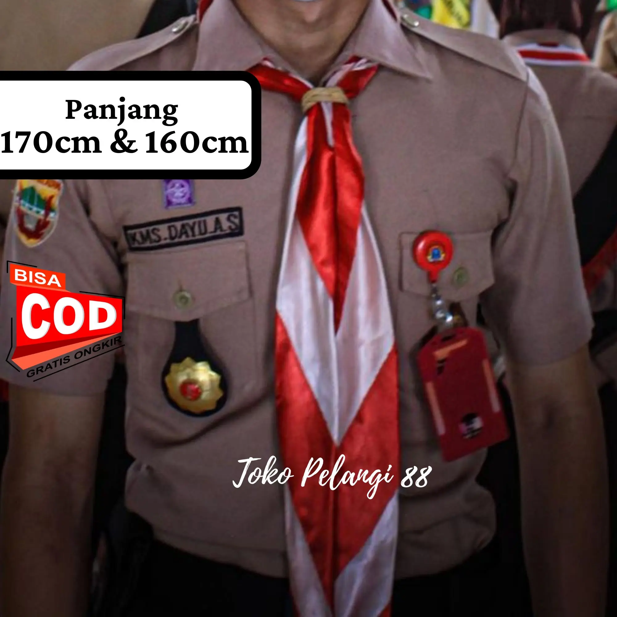 Hasduk Pramuka Mengkilap Pembina / Kacu Pramuka Mengkilat Panjang 170cm Dasi